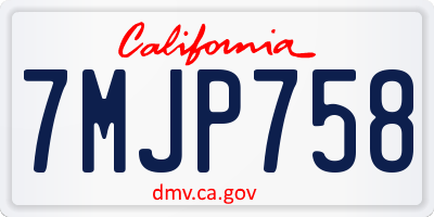 CA license plate 7MJP758