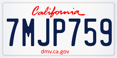 CA license plate 7MJP759