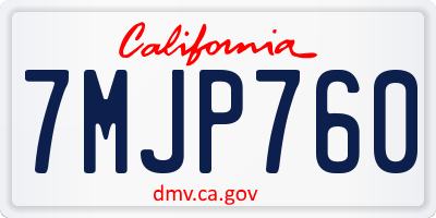 CA license plate 7MJP760