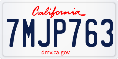 CA license plate 7MJP763