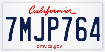 CA license plate 7MJP764