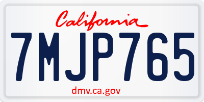 CA license plate 7MJP765