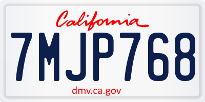 CA license plate 7MJP768