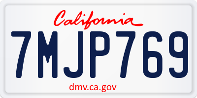 CA license plate 7MJP769