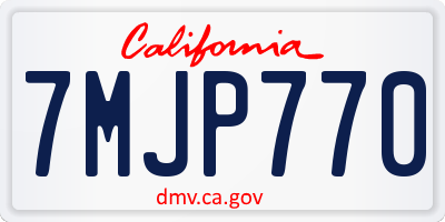 CA license plate 7MJP770