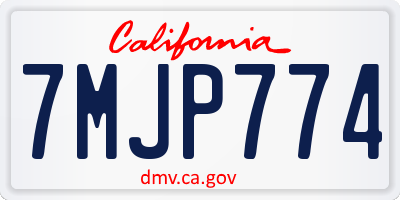 CA license plate 7MJP774