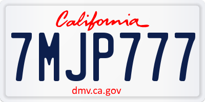 CA license plate 7MJP777