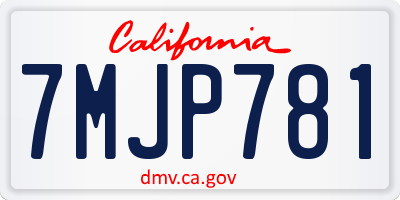 CA license plate 7MJP781