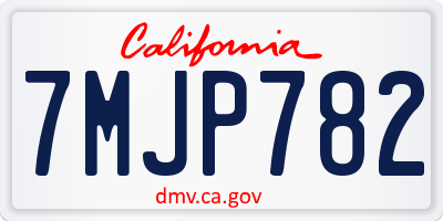 CA license plate 7MJP782