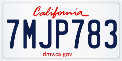 CA license plate 7MJP783