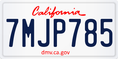 CA license plate 7MJP785