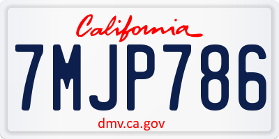 CA license plate 7MJP786