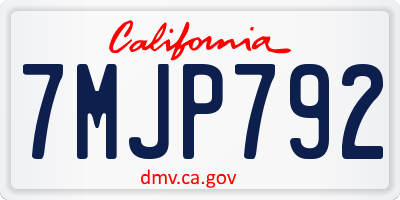 CA license plate 7MJP792