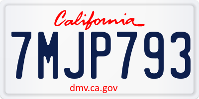 CA license plate 7MJP793