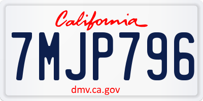 CA license plate 7MJP796