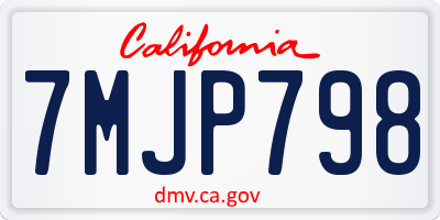 CA license plate 7MJP798