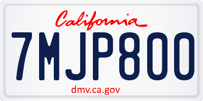 CA license plate 7MJP800