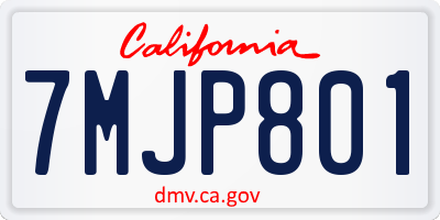 CA license plate 7MJP801