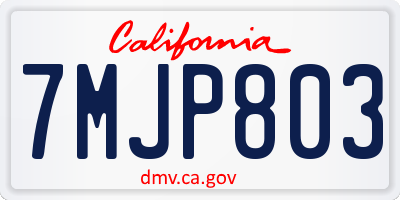 CA license plate 7MJP803