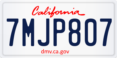 CA license plate 7MJP807