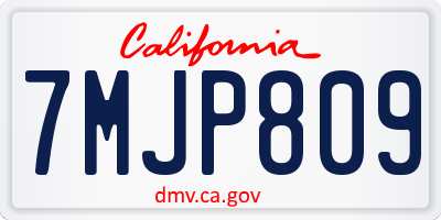 CA license plate 7MJP809