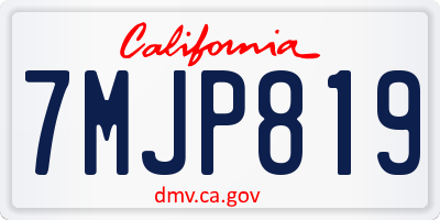 CA license plate 7MJP819