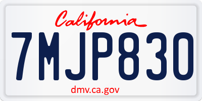 CA license plate 7MJP830