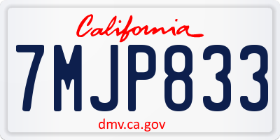 CA license plate 7MJP833