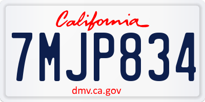 CA license plate 7MJP834