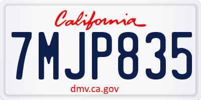 CA license plate 7MJP835