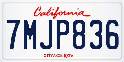 CA license plate 7MJP836