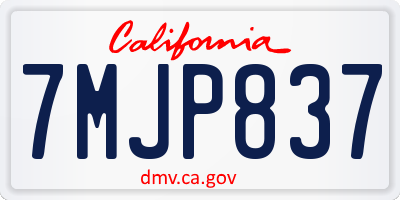 CA license plate 7MJP837