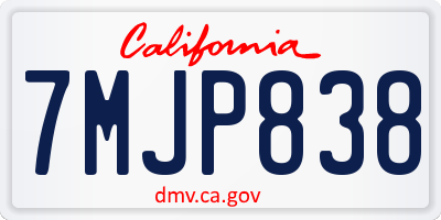 CA license plate 7MJP838