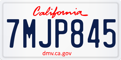 CA license plate 7MJP845