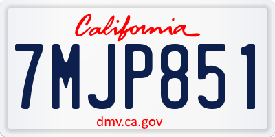 CA license plate 7MJP851