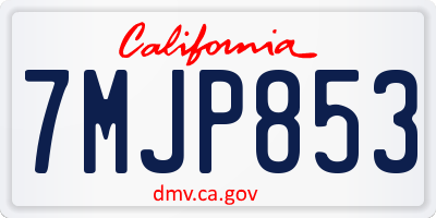 CA license plate 7MJP853