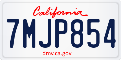 CA license plate 7MJP854