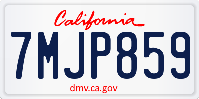 CA license plate 7MJP859