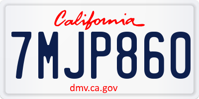 CA license plate 7MJP860