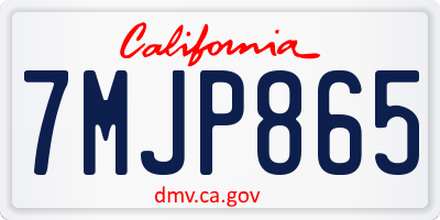 CA license plate 7MJP865