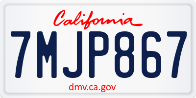 CA license plate 7MJP867