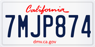 CA license plate 7MJP874