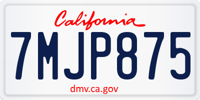 CA license plate 7MJP875