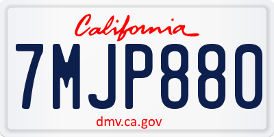 CA license plate 7MJP880