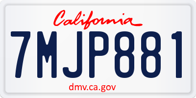 CA license plate 7MJP881