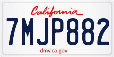 CA license plate 7MJP882