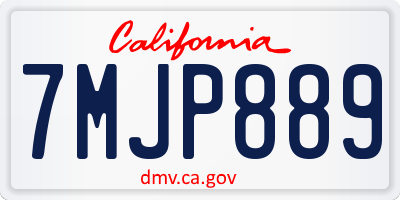 CA license plate 7MJP889