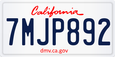 CA license plate 7MJP892