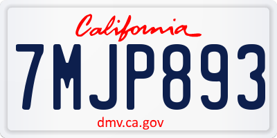 CA license plate 7MJP893