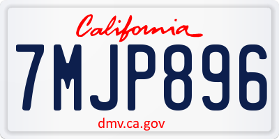 CA license plate 7MJP896